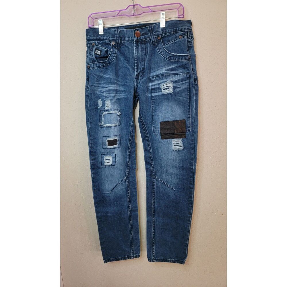 Men's Distressed Blue Jeans - 32x32